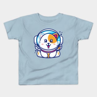 Cute baby cat wearing an astronaut helmet, cartoon character Kids T-Shirt